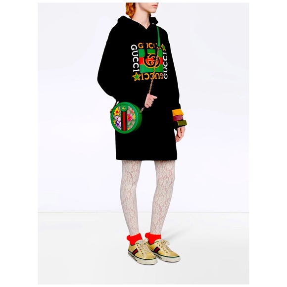 Gucci 80’s vintage logo hoodie minidress black size extra small